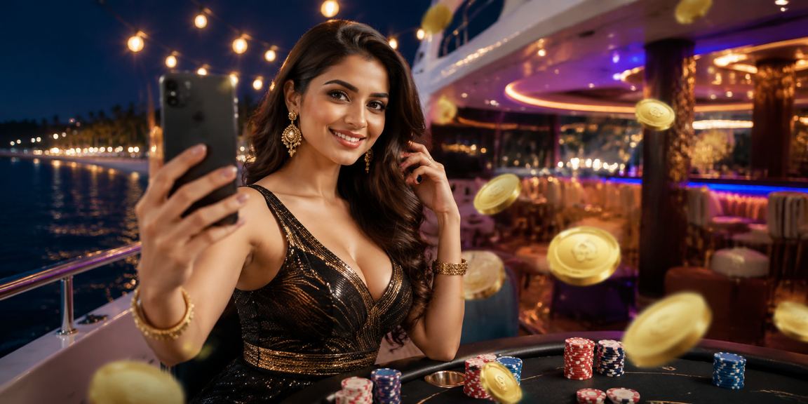 Indian cricket fan enjoying safe betting by the beach